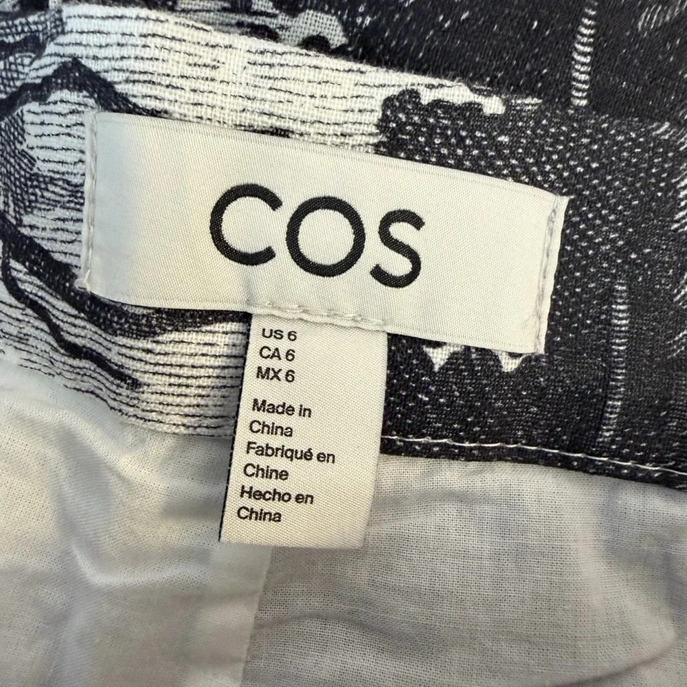 Cos French Toile Artwork Printed Straight Leg Linen Trousers